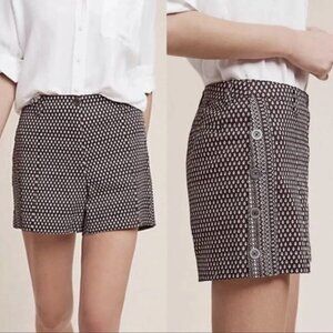 Anthropologie Cartonnier Black Twill Ikat Pattern Shorts Sz 4